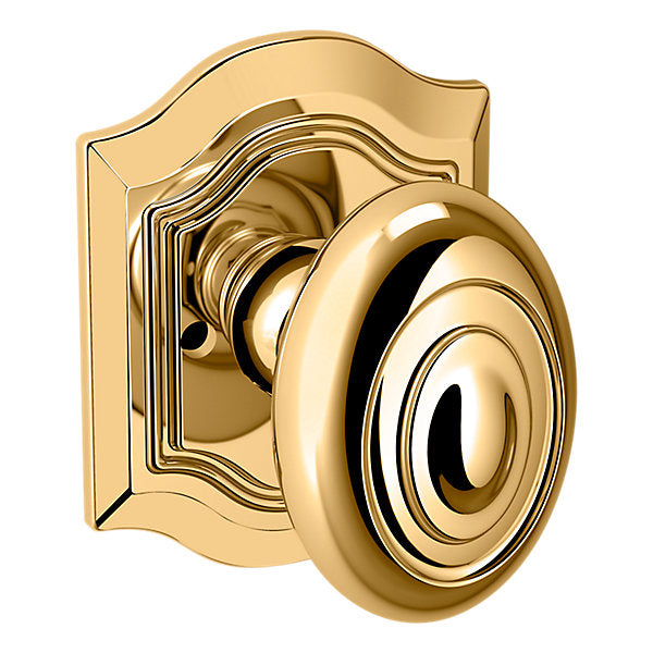 Baldwin Hardware Perilla 5077 Bethpage con Roseta R027 — Latón pulido Lifetime (PVD) — Privacidad
