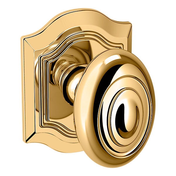 Baldwin Hardware Perilla 5077 Bethpage con Roseta R027 — Latón sin laca — Paso