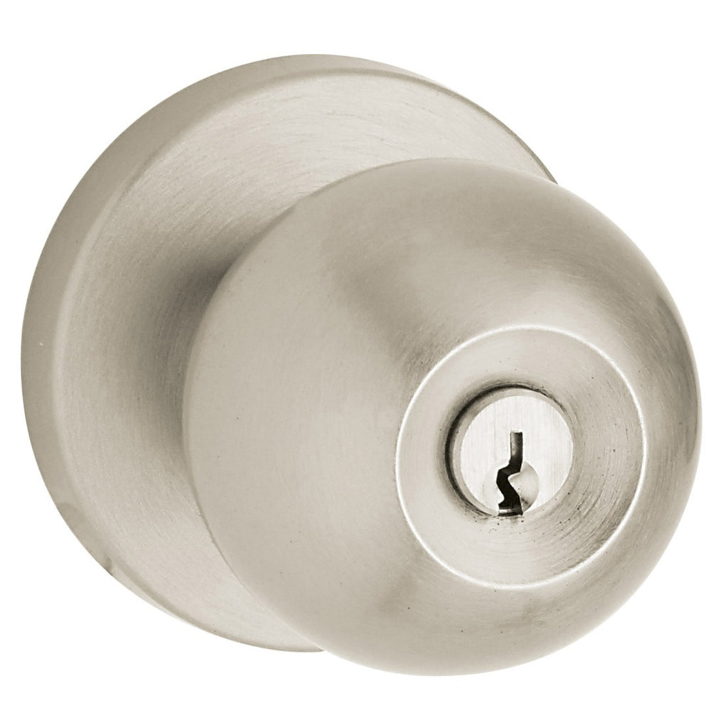 Baldwin Hardware Juego de Entrada con Llave 5215 — Perilla Minneapolis — Níquel satinado Lifetime