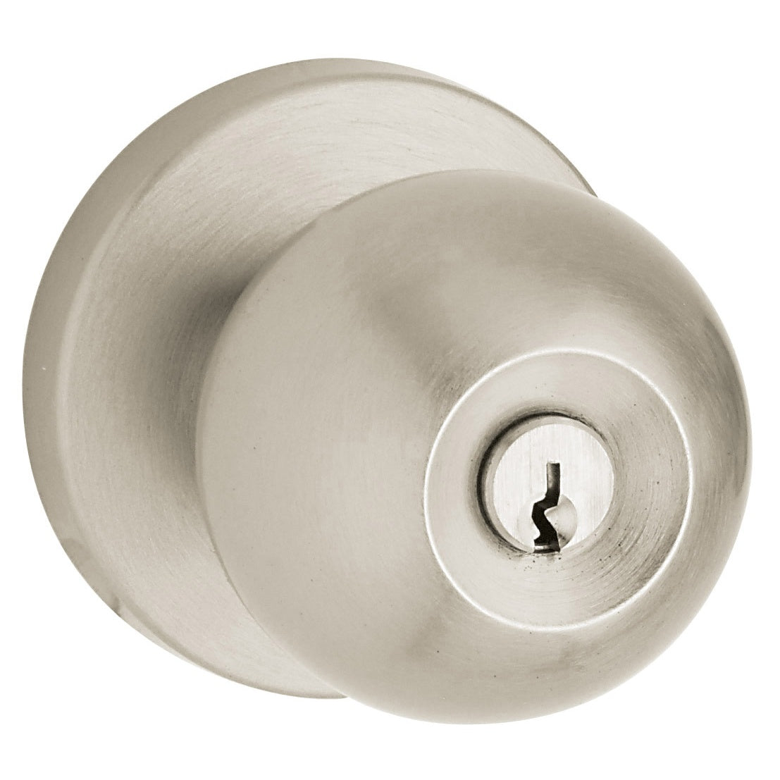 Baldwin Hardware Juego de Entrada con Llave 5215 — Perilla Minneapolis — Níquel satinado Lifetime