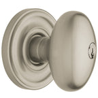 Baldwin Hardware Juego de Entrada con Llave 5225 — Perilla Egg con Roseta Clásica — Níquel satinado Lifetime