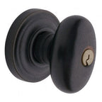 Baldwin Hardware Juego de Entrada con Llave 5225 — Perilla Egg con Roseta Clásica — Bronce aceitado envejecido