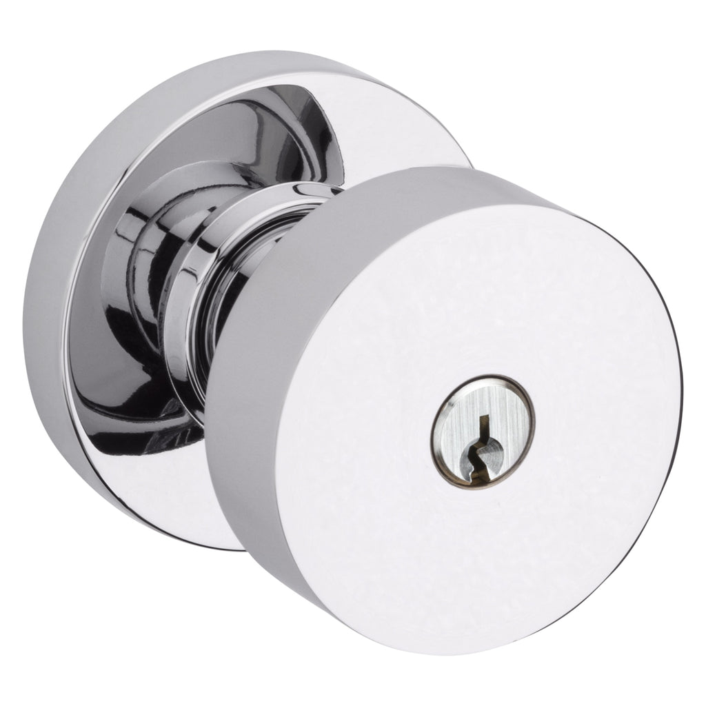 Baldwin Hardware Juego de Entrada con Llave 5230 — Perilla Contemporary con Roseta Redonda — Cromo pulido