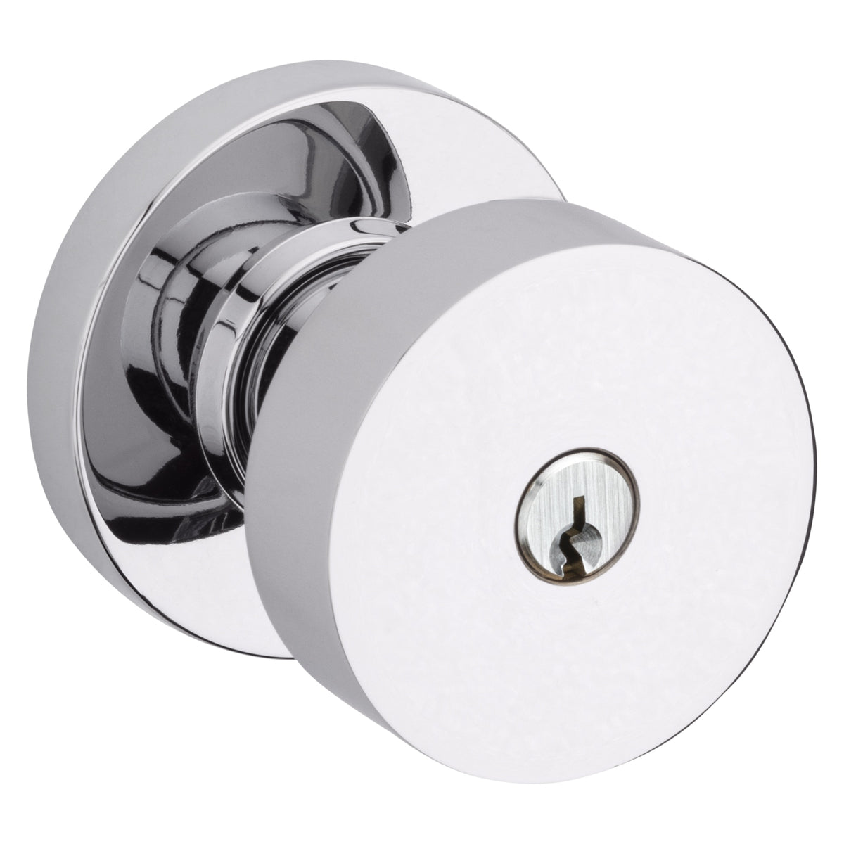 Baldwin Hardware Juego de Entrada con Llave 5230 — Perilla Contemporary con Roseta Redonda — Cromo pulido