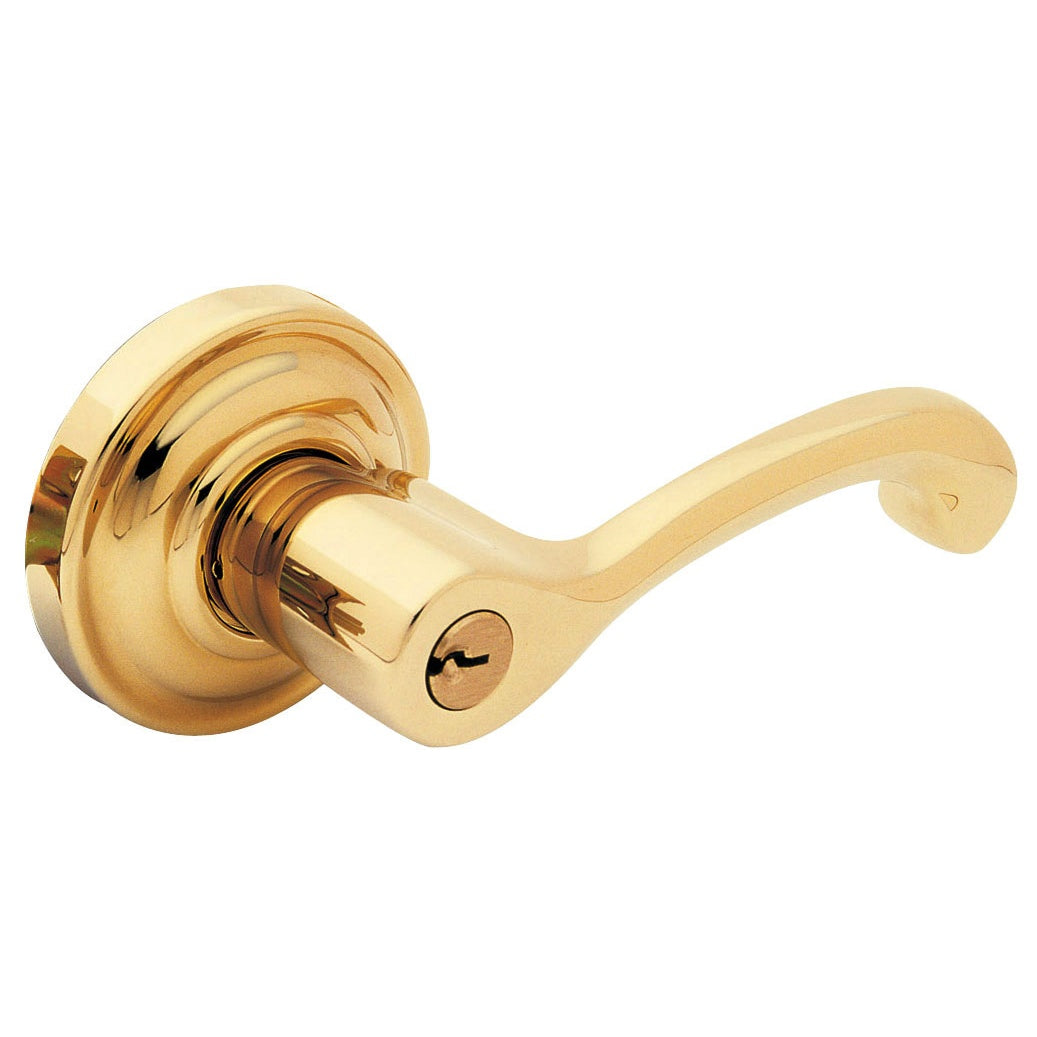 Baldwin Hardware Juego de Entrada con Llave 5245 — Manija Classic con Roseta Clásica — Latón pulido Lifetime (PVD)
