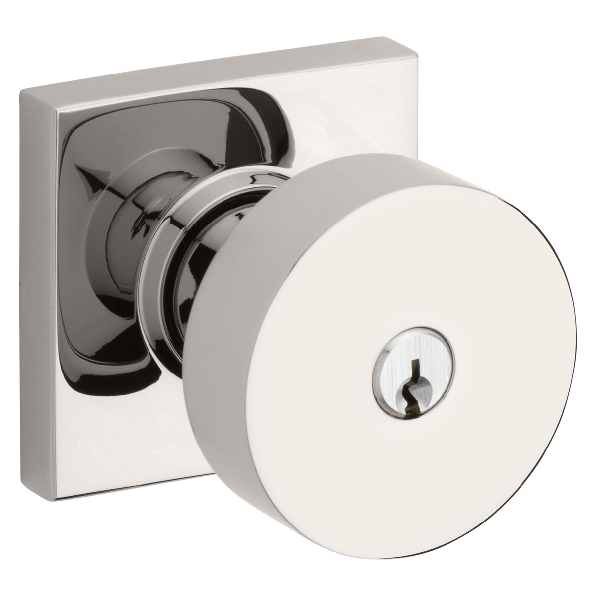 Baldwin Hardware Juego de Entrada con Llave 5250 — Perilla Minneapolis con Roseta Cuadrada — Níquel pulido Lifetime