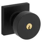 Baldwin Hardware Juego de Entrada con Llave 5250 — Perilla Minneapolis con Roseta Cuadrada — Negro satinado