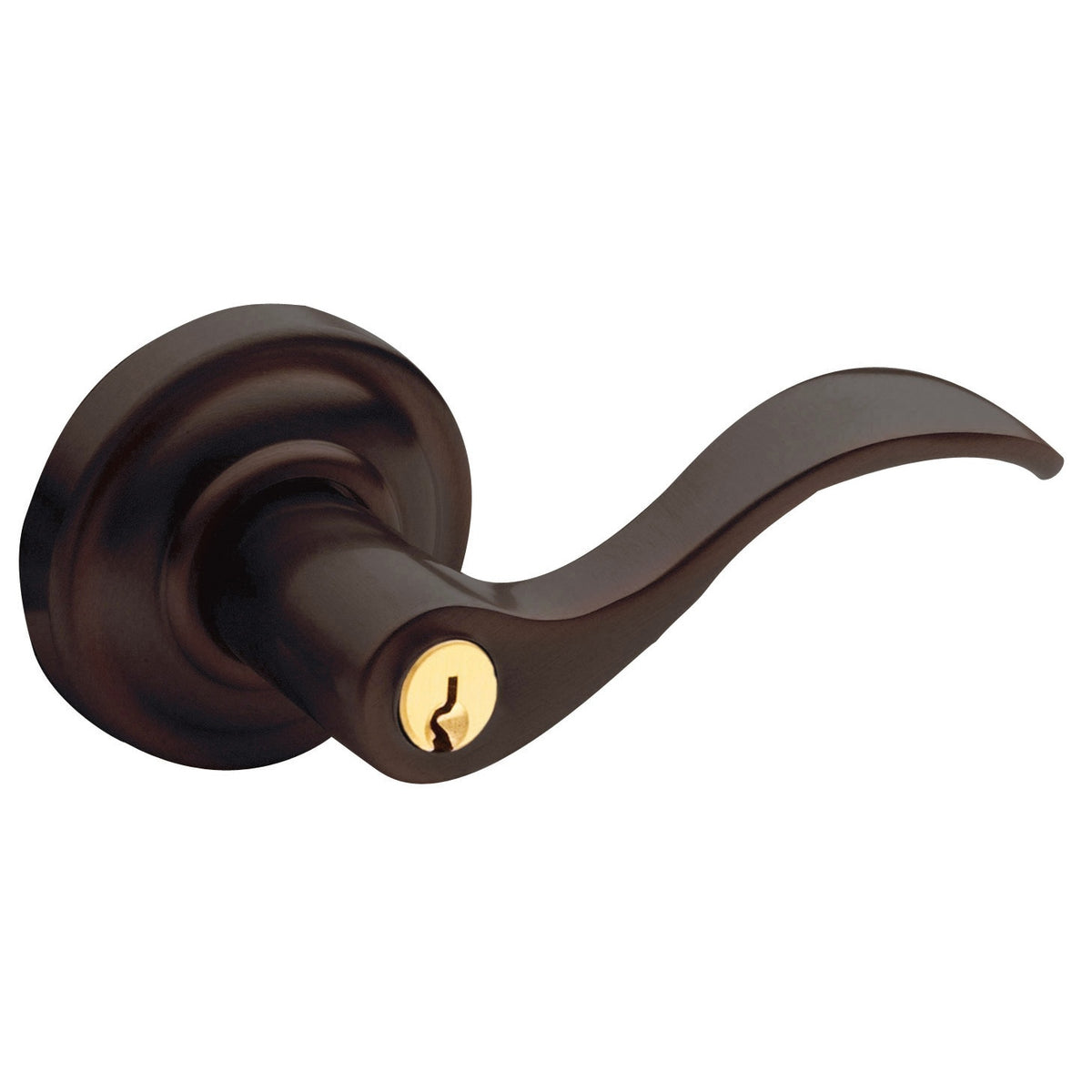 Baldwin Hardware Juego de Entrada con Llave 5255 — Manija Wave con Roseta Clásica — Bronce veneciano