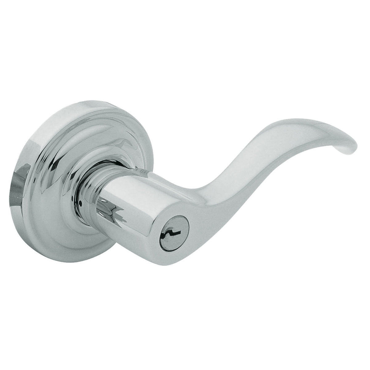 Baldwin Hardware Juego de Entrada con Llave 5255 — Manija Wave con Roseta Clásica — Cromo pulido
