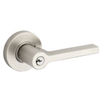 Baldwin Hardware Juego de Entrada con Llave 5260 — Manija Square con Roseta Redonda — Níquel satinado Lifetime