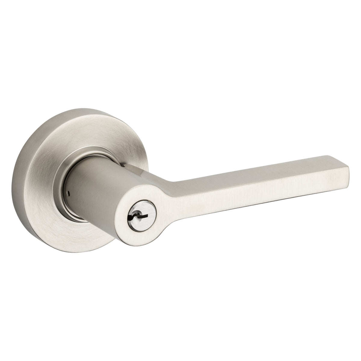 Baldwin Hardware Juego de Entrada con Llave 5260 — Manija Square con Roseta Redonda — Níquel satinado Lifetime