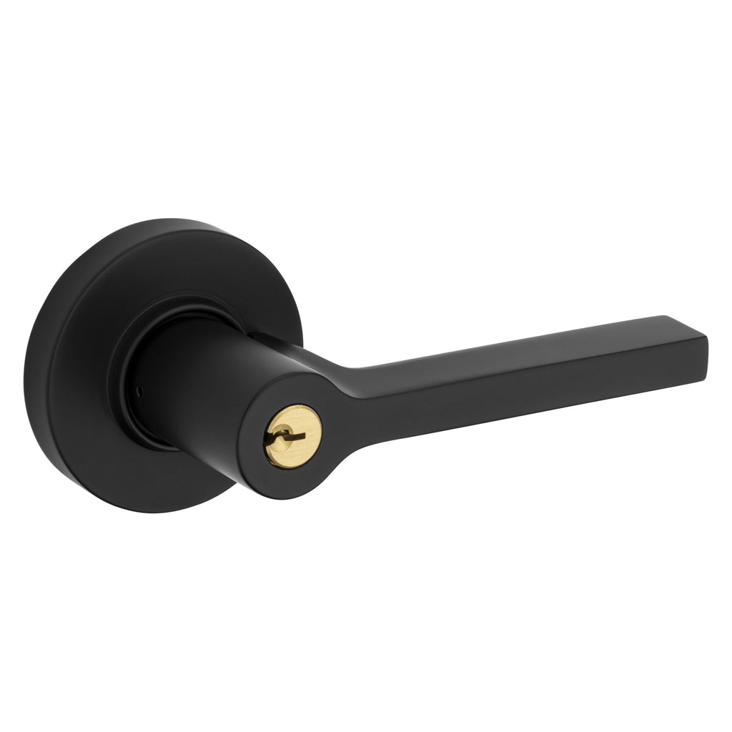 Baldwin Hardware Juego de Entrada con Llave 5260 — Manija Square con Roseta Redonda — Negro satinado