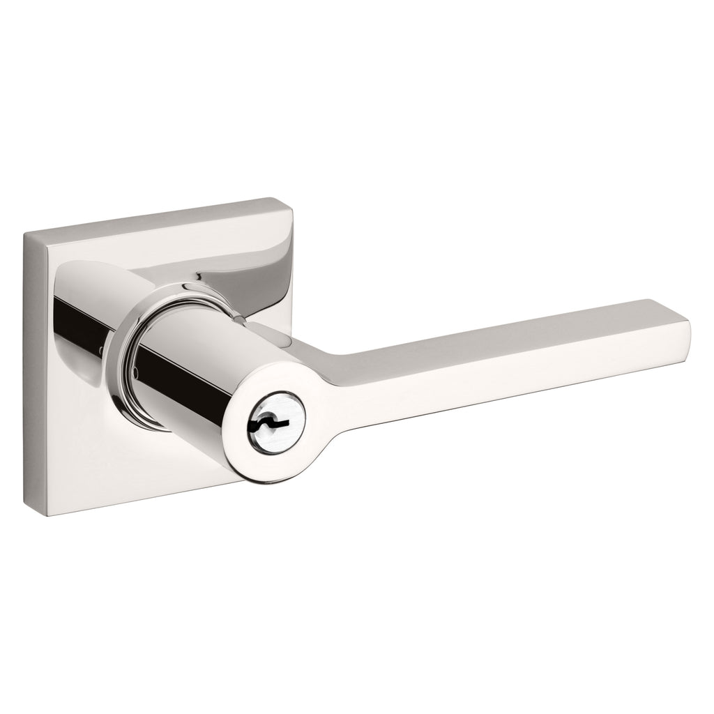 Baldwin Hardware Juego de Entrada con Llave 5285 — Manija Square con Roseta Cuadrada — Níquel pulido Lifetime