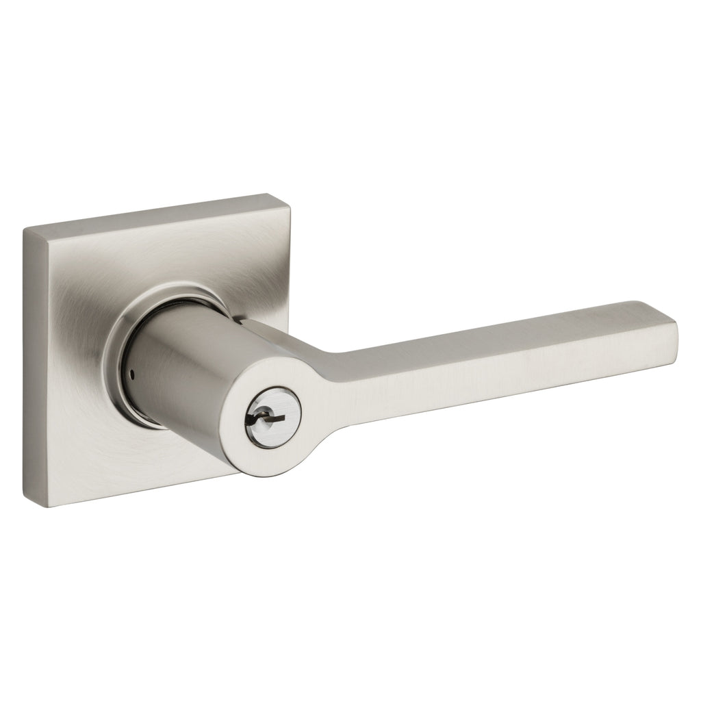 Baldwin Hardware Juego de Entrada con Llave 5285 — Manija Square con Roseta Cuadrada — Níquel satinado Lifetime