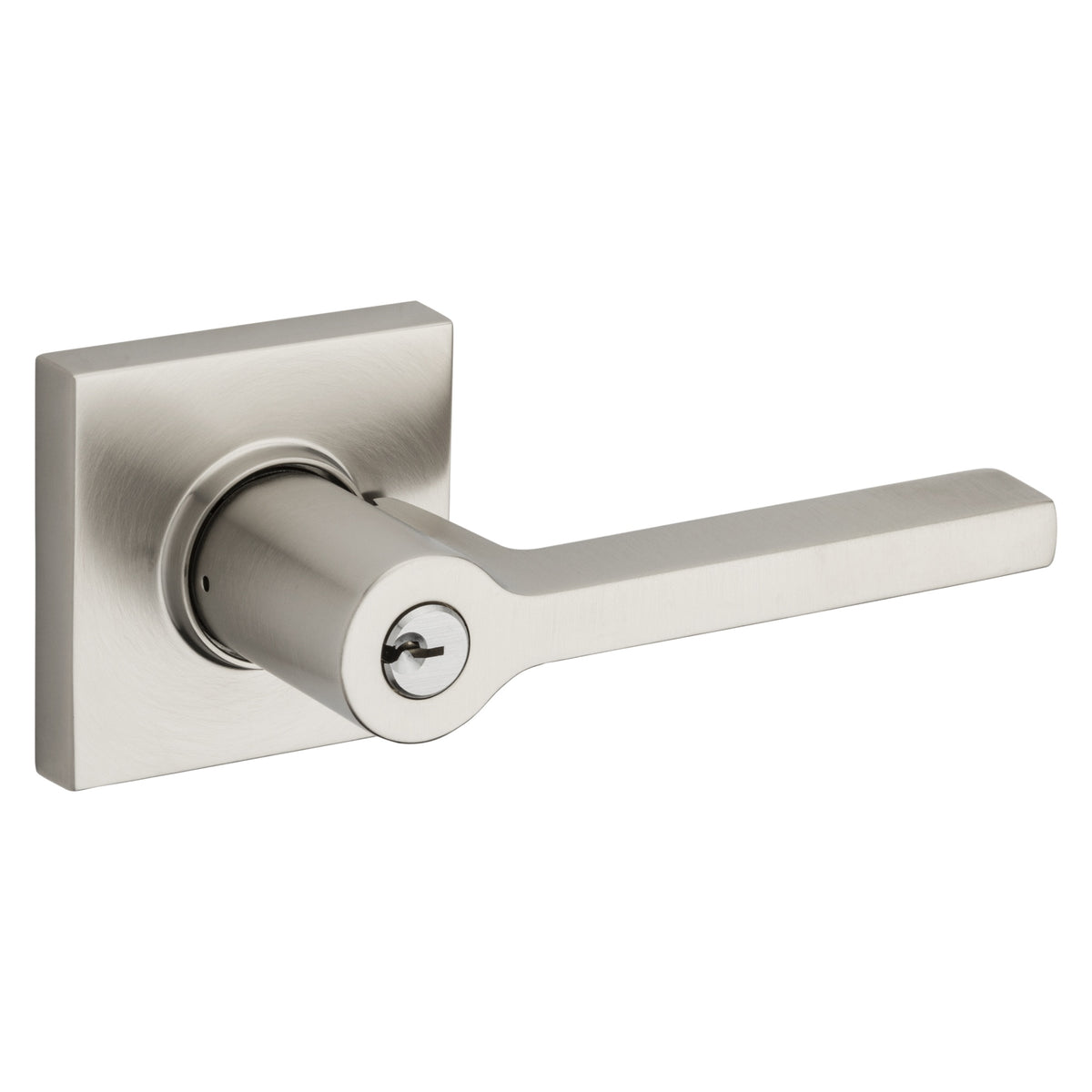 Baldwin Hardware Juego de Entrada con Llave 5285 — Manija Square con Roseta Cuadrada — Níquel satinado Lifetime
