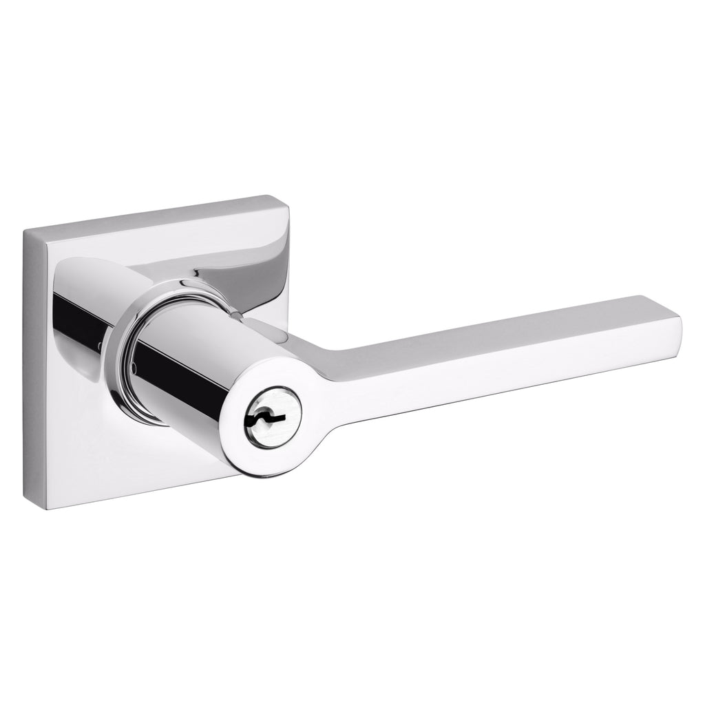 Baldwin Hardware Juego de Entrada con Llave 5285 — Manija Square con Roseta Cuadrada — Cromo pulido