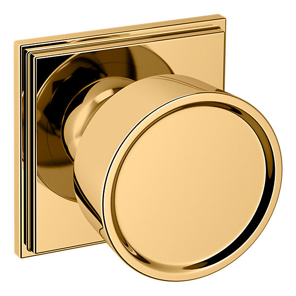 Baldwin Hardware Perilla K008 Hollywood Hills con Roseta R050 — Latón sin laca — Dummy completo