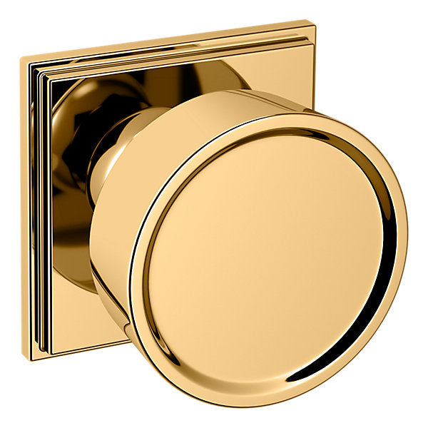 Baldwin Hardware Perilla K009 Hollywood Hills con Roseta R050 — Latón sin laca — Dummy completo