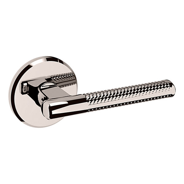 Baldwin Hardware Manija L015 con Roseta R016 — Níquel pulido Lifetime — Dummy completo