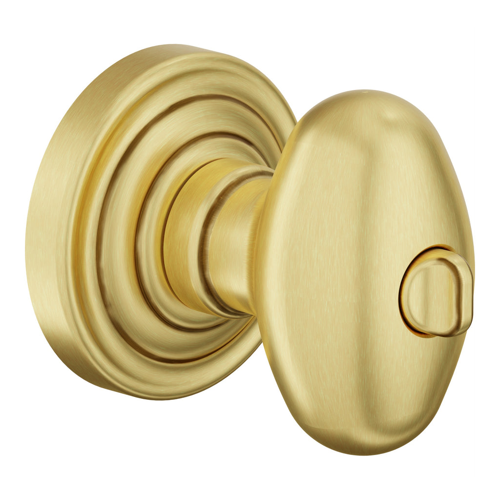 Baldwin Hardware Juego de Entrada con Llave 5225 — Perilla Egg con Roseta Clásica — Latón satinado café