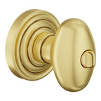 Baldwin Hardware Juego de Entrada con Llave 5225 — Perilla Egg con Roseta Clásica — Latón satinado café