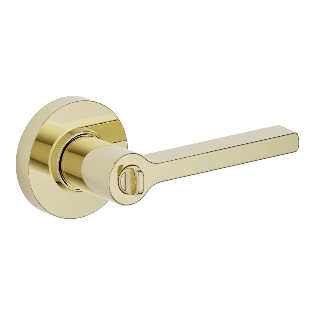 Baldwin Hardware Juego de Entrada con Llave 5260 — Manija Square con Roseta Redonda — Latón sin laca