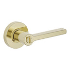 Baldwin Hardware Juego de Entrada con Llave 5260 — Manija Square con Roseta Redonda — Latón sin laca