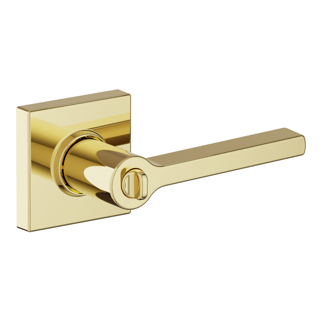 Baldwin Hardware Juego de Entrada con Llave 5285 — Manija Square con Roseta Cuadrada — Latón pulido Lifetime (PVD)