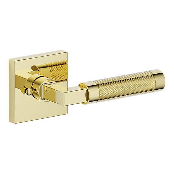 Baldwin Hardware Manija L030 Knurled Gramercy con Roseta R017 — Latón sin laca — Privacidad