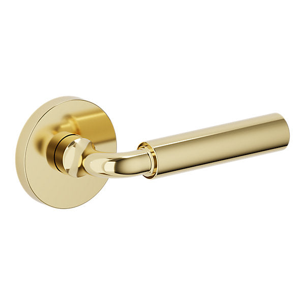 Baldwin Hardware Manija L031 Curved Gramercy con Roseta 5046 — Latón pulido Lifetime (PVD) — Paso