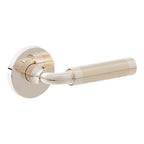 Baldwin Hardware Manija L032 Curved Knurled Gramercy con Roseta 5046 — Níquel pulido Lifetime — Paso