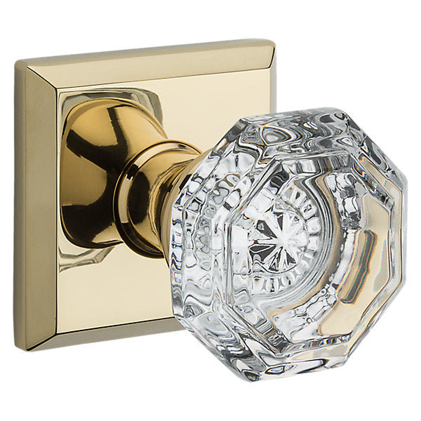 Baldwin Hardware Reserve Perilla Crystal — Latón pulido Lifetime (PVD) — Traditional Square — Paso