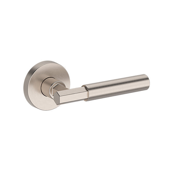 Baldwin Hardware Manija Reserve Riddling — Níquel satinado — Contemporary Round — Medio Dummy