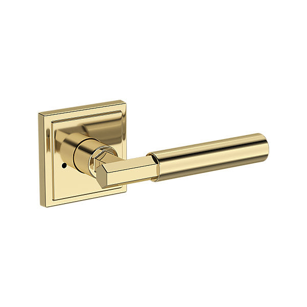 Baldwin Hardware Manija Reserve Riddling — Latón sin laca — Stepped Square — Privacidad