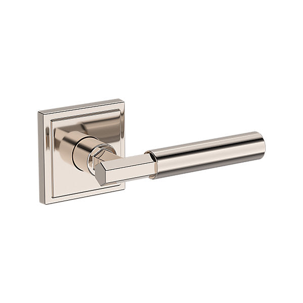 Baldwin Hardware Manija Reserve Riddling — Níquel pulido Lifetime — Stepped Square — Paso