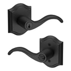 Baldwin Hardware Reserve Manija con Llave Curve — Negro satinado — Traditional Arch — Entrada Derecha