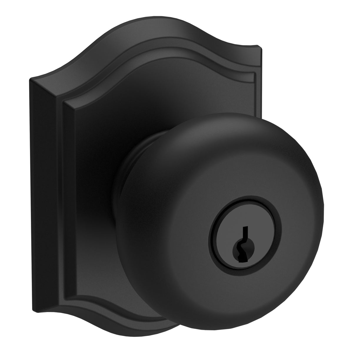 Baldwin Hardware Reserve Perilla con Llave Round — Negro satinado — Traditional Arch