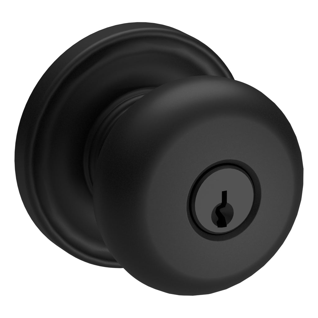 Baldwin Hardware Reserve Perilla con Llave Round — Negro satinado — Traditional Round