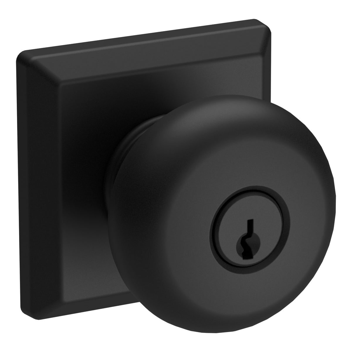 Baldwin Hardware Reserve Perilla con Llave Round — Negro satinado — Traditional Square