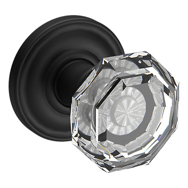 Baldwin Hardware Reserve Perilla Crystal — Negro satinado — Traditional Round — Dummy completo
