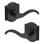 Baldwin Hardware Reserve Manija Curve — Negro satinado — Traditional Arch — Dummy completo
