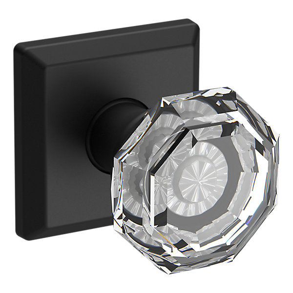 Baldwin Hardware Reserve Perilla Crystal — Negro satinado — Traditional Square — Paso