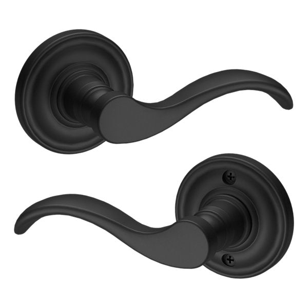 Baldwin Hardware Reserve Manija Curve — Negro satinado — Traditional Round — Paso