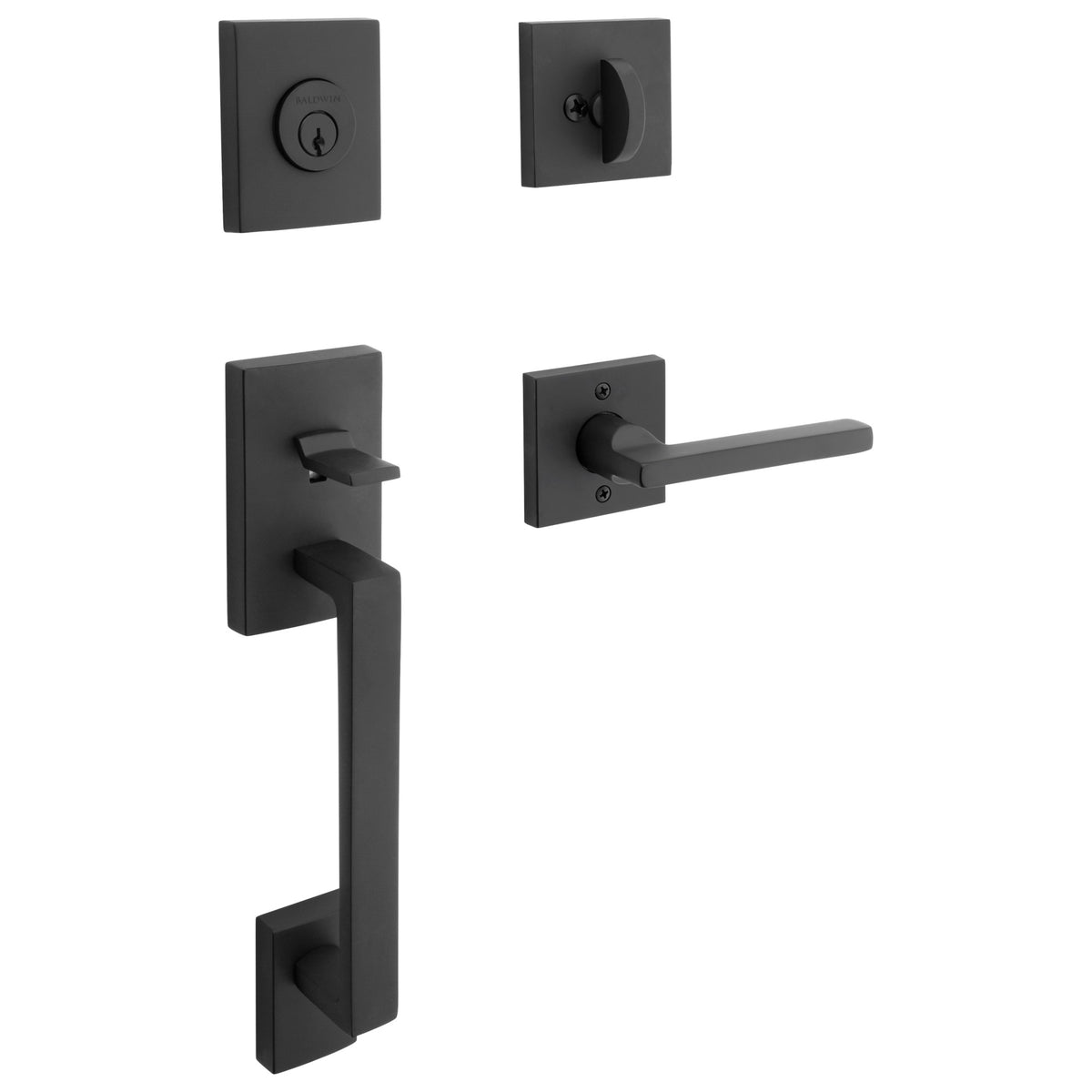 Baldwin Hardware Reserve Juego de Entrada La Jolla x Manija Square — Negro satinado — Contemporary Square