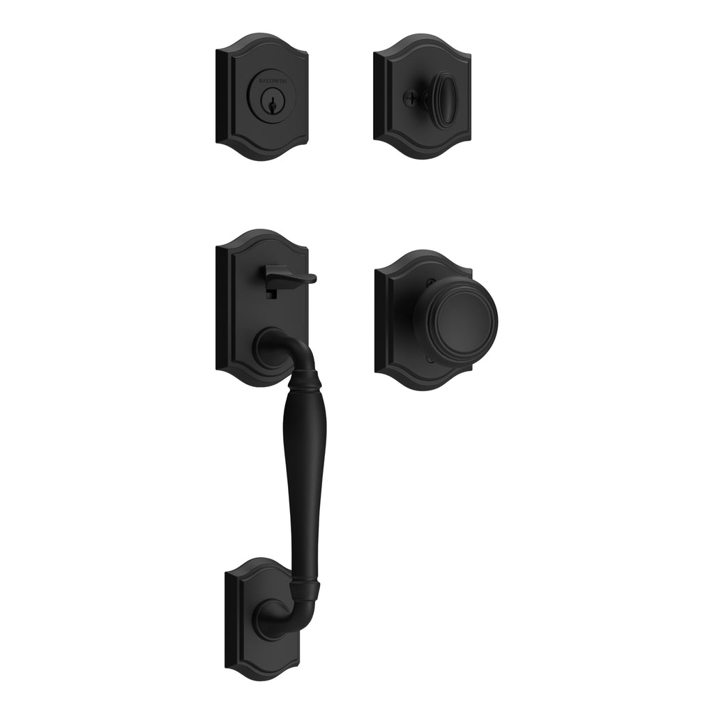 Baldwin Hardware Reserve Juego de Entrada Westcliff x Perilla Traditional — Negro satinado — Traditional Arch