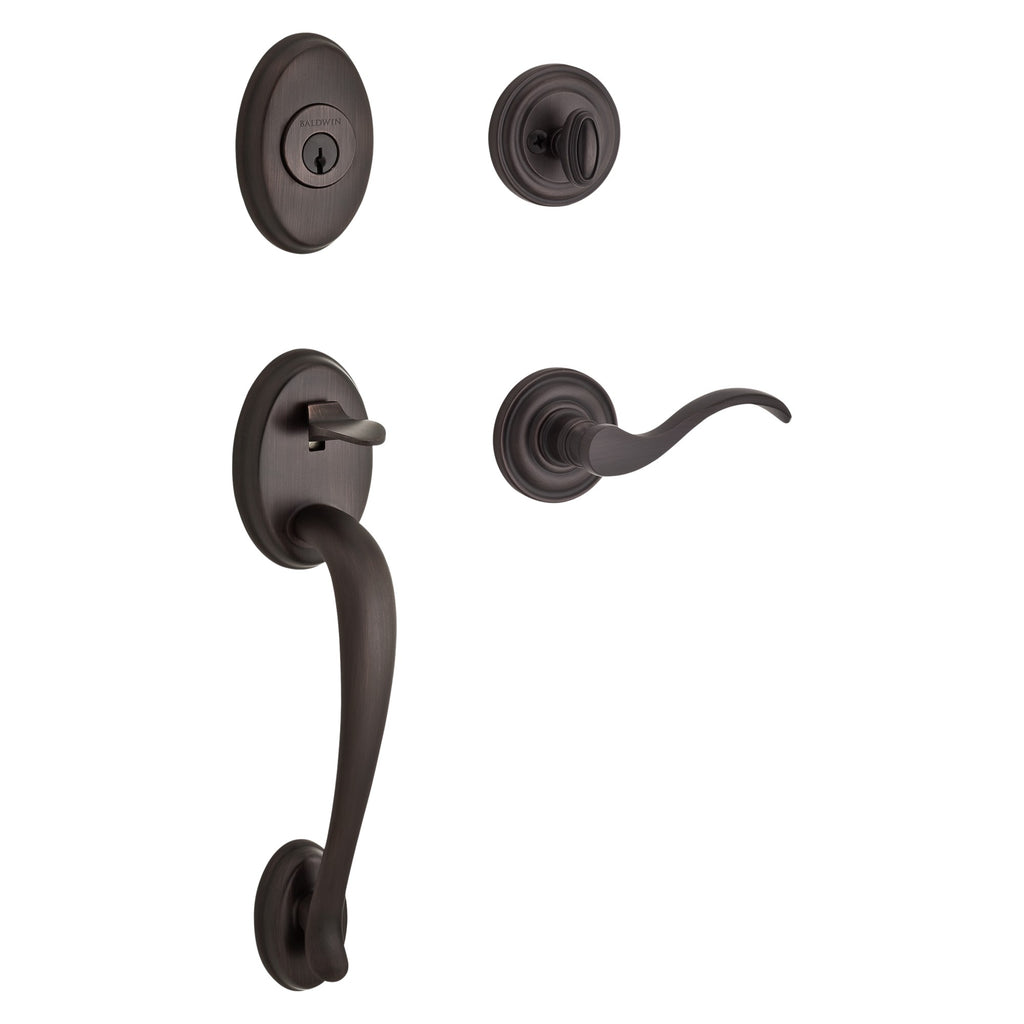 Baldwin Hardware Reserve Juego de Entrada Columbus x Manija Curve — Bronce veneciano — Traditional Round