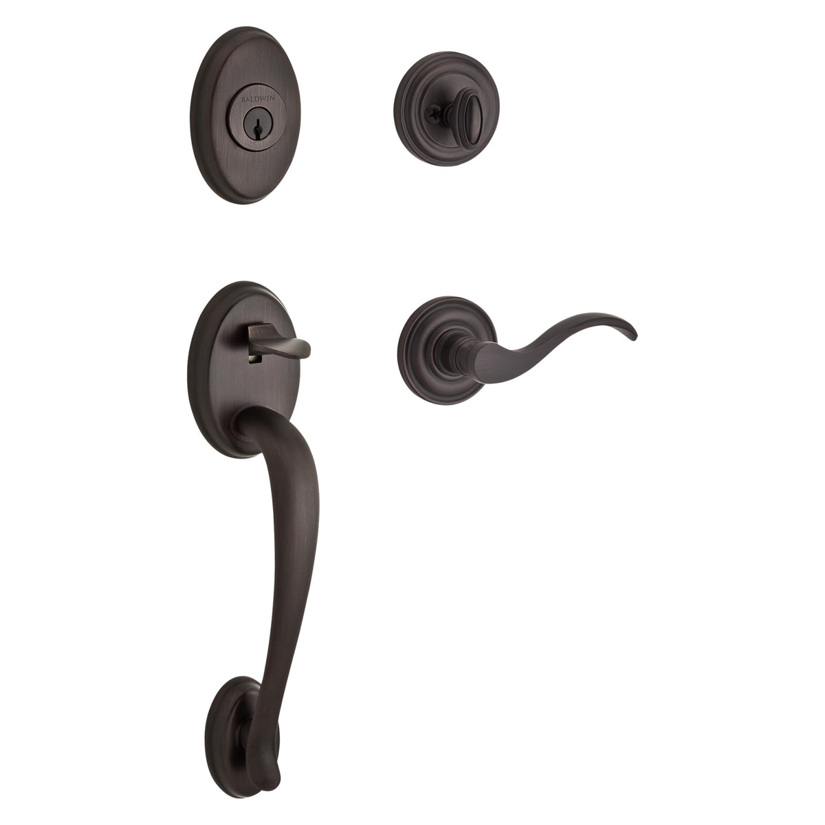 Baldwin Hardware Reserve Juego de Entrada Columbus x Manija Curve — Bronce veneciano — Traditional Round