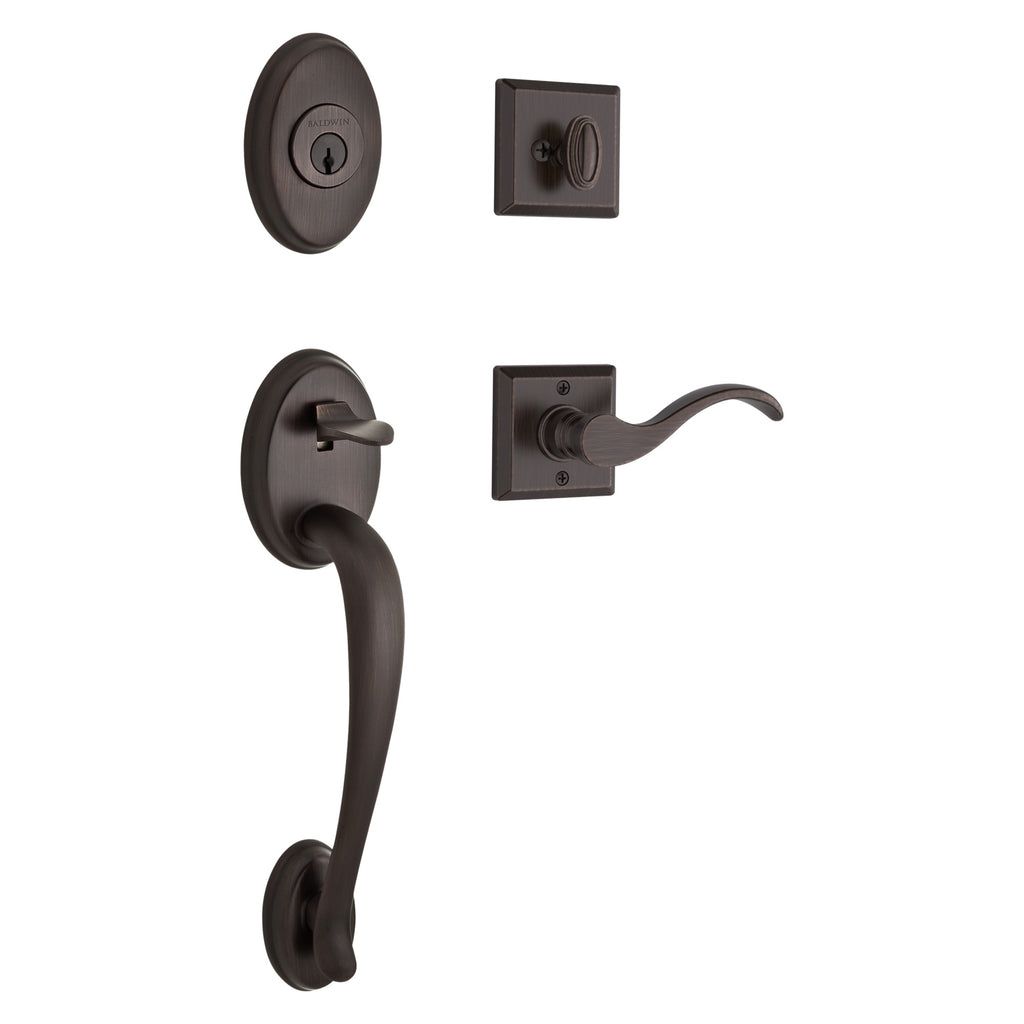 Baldwin Hardware Reserve Juego de Entrada Columbus x Manija Curve — Bronce veneciano — Traditional Square