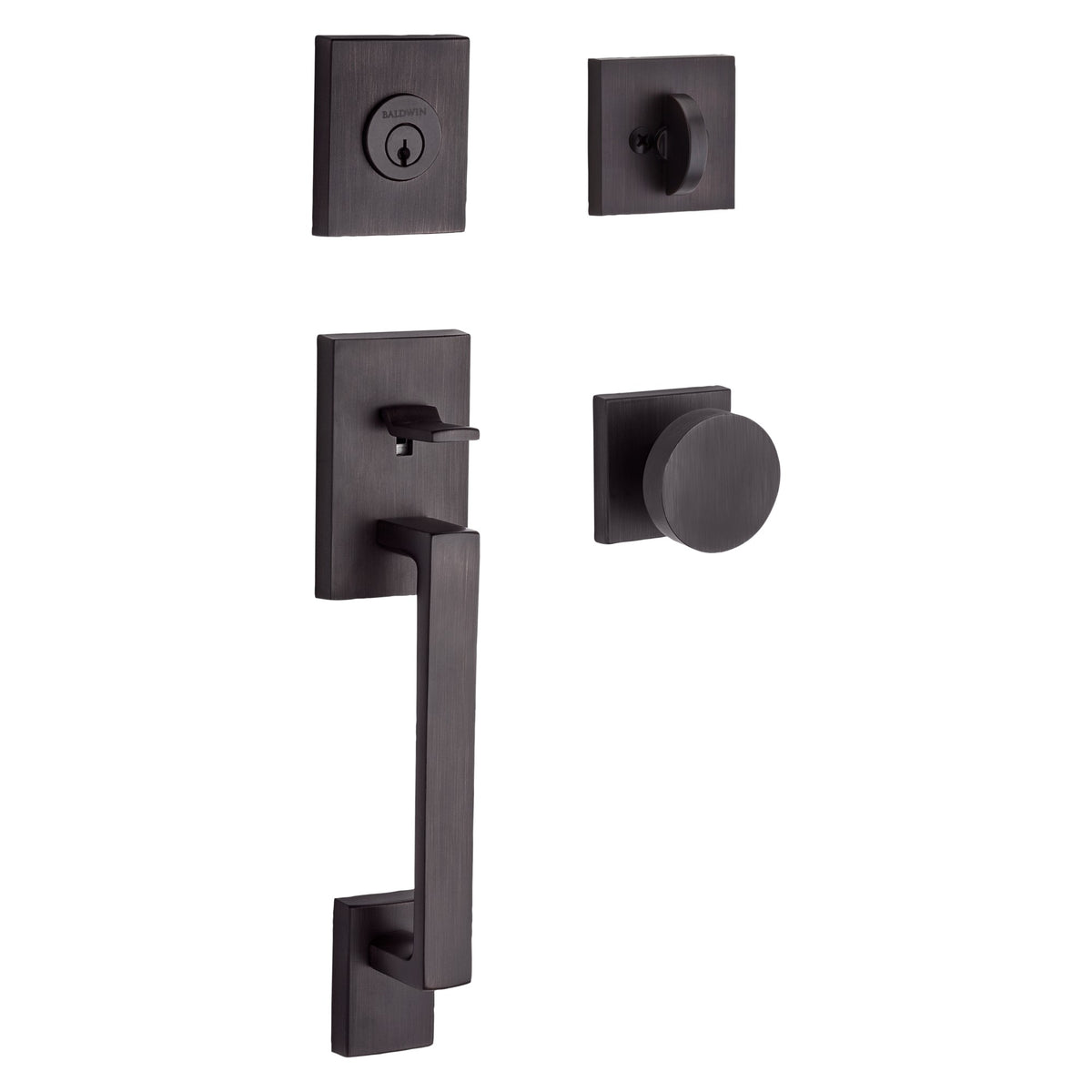 Baldwin Hardware Reserve Juego de Entrada La Jolla x Perilla Contemporary — Bronce veneciano — Contemporary Square