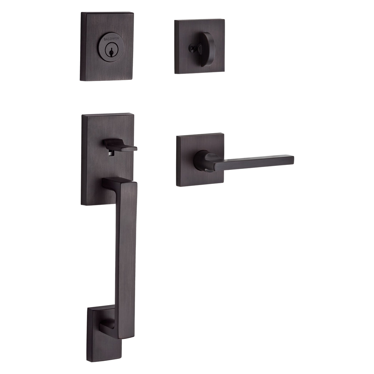 Baldwin Hardware Reserve Juego de Entrada La Jolla x Manija Square — Bronce veneciano — Contemporary Square